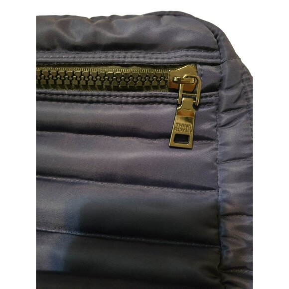 Think Royln Navy Puffer Mini Backpack With Striped Straps & Multiple Pockets - Picture 5 of 6